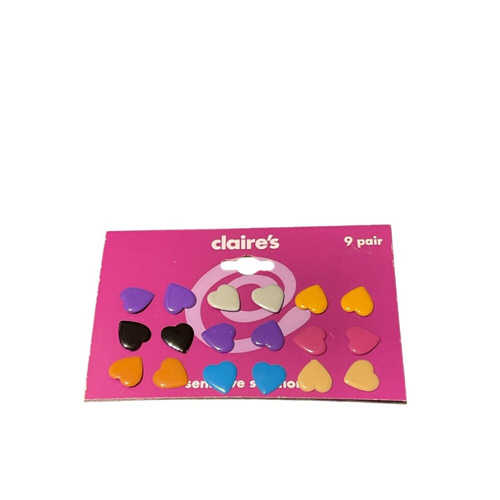 Claires 9 Pair Heart Stud Earrings Set Multicolor Fun & Fashionable Cute Jewelry